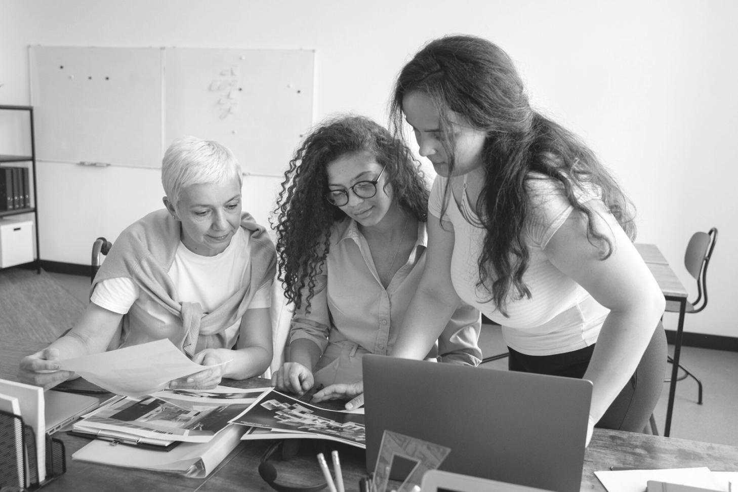 Students collaborating in modern learning environment